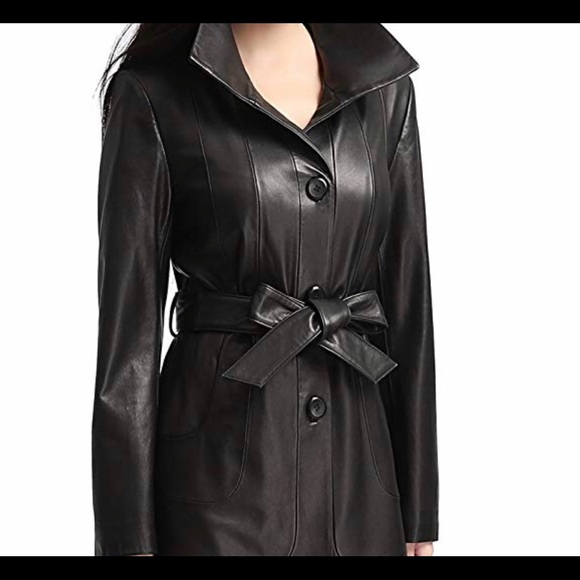 Women Leather Coat - Picture 2 of 5